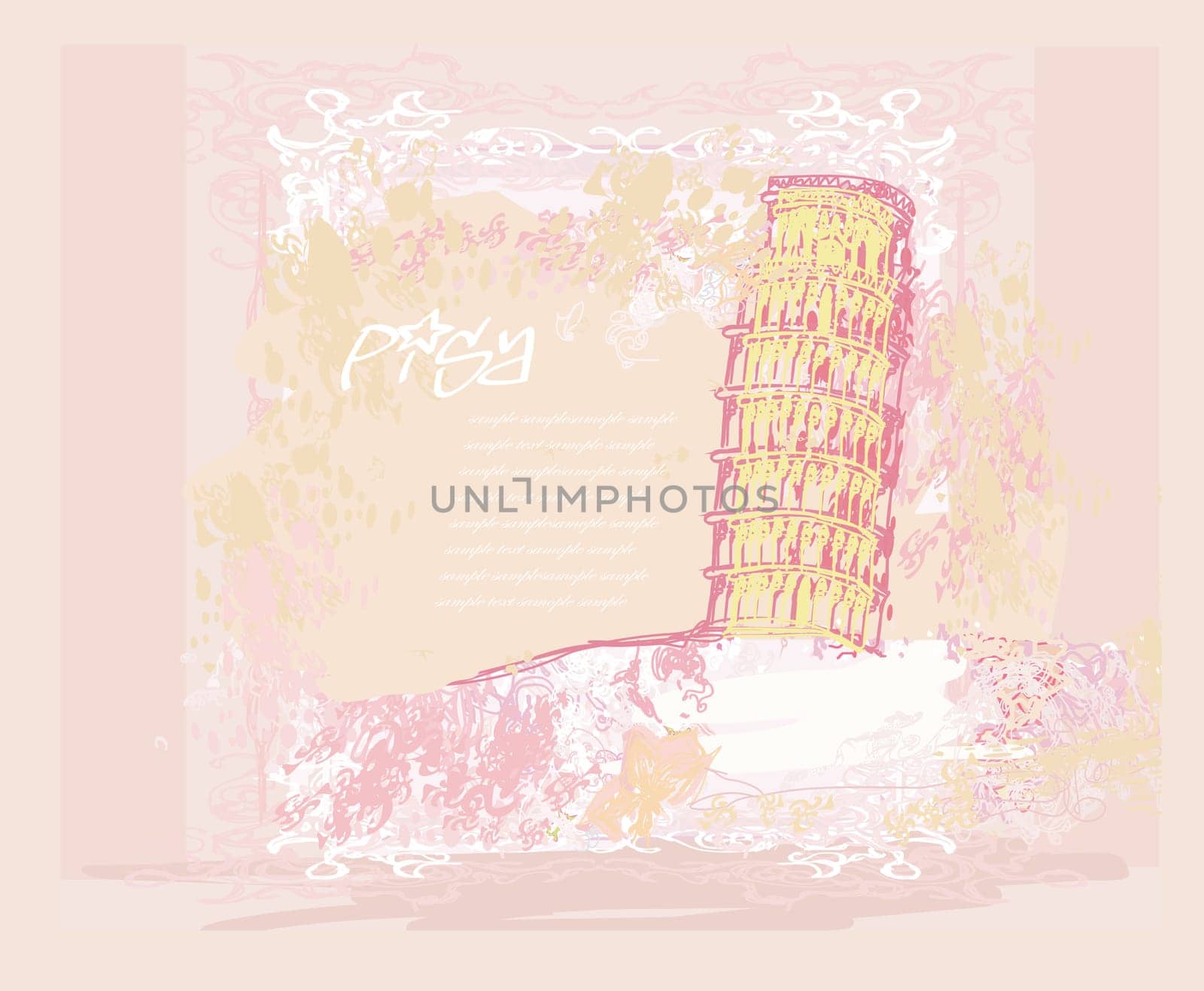 vector pisa tower grunge background