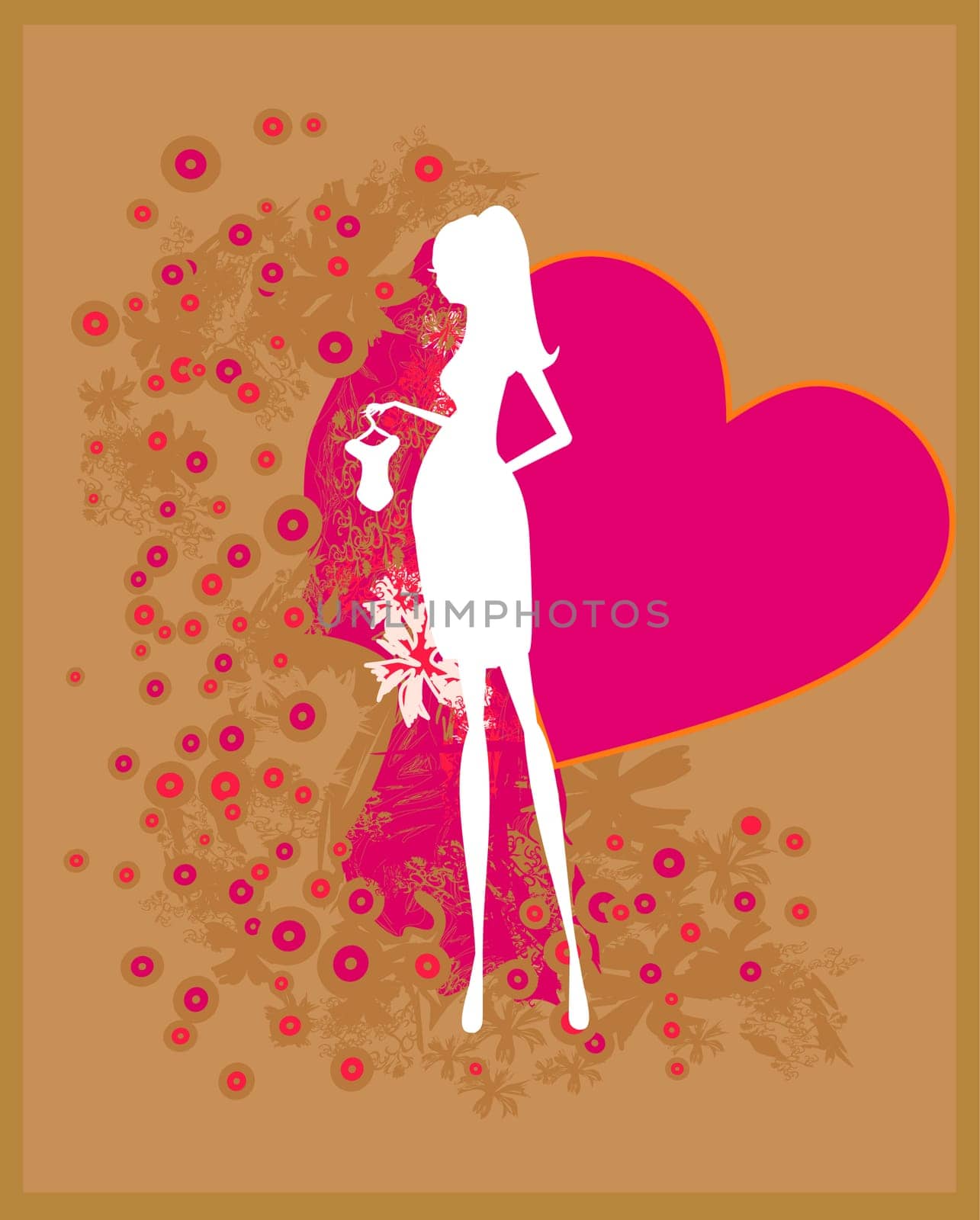 Beautiful pregnant woman on shopping for her new baby- abstract background