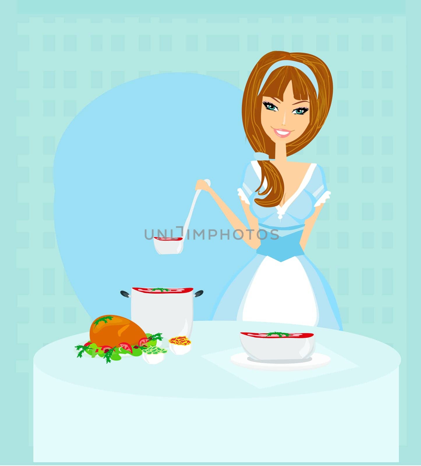 Beautiful lady cooking lunch