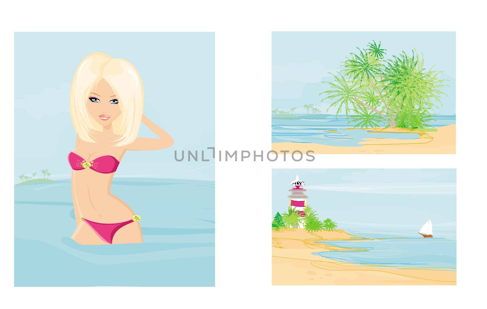 Vector illustration of summer holidays banner set