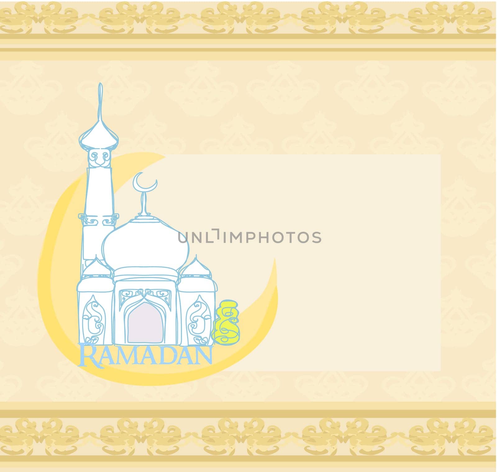 artistic pattern background with moon and mosque