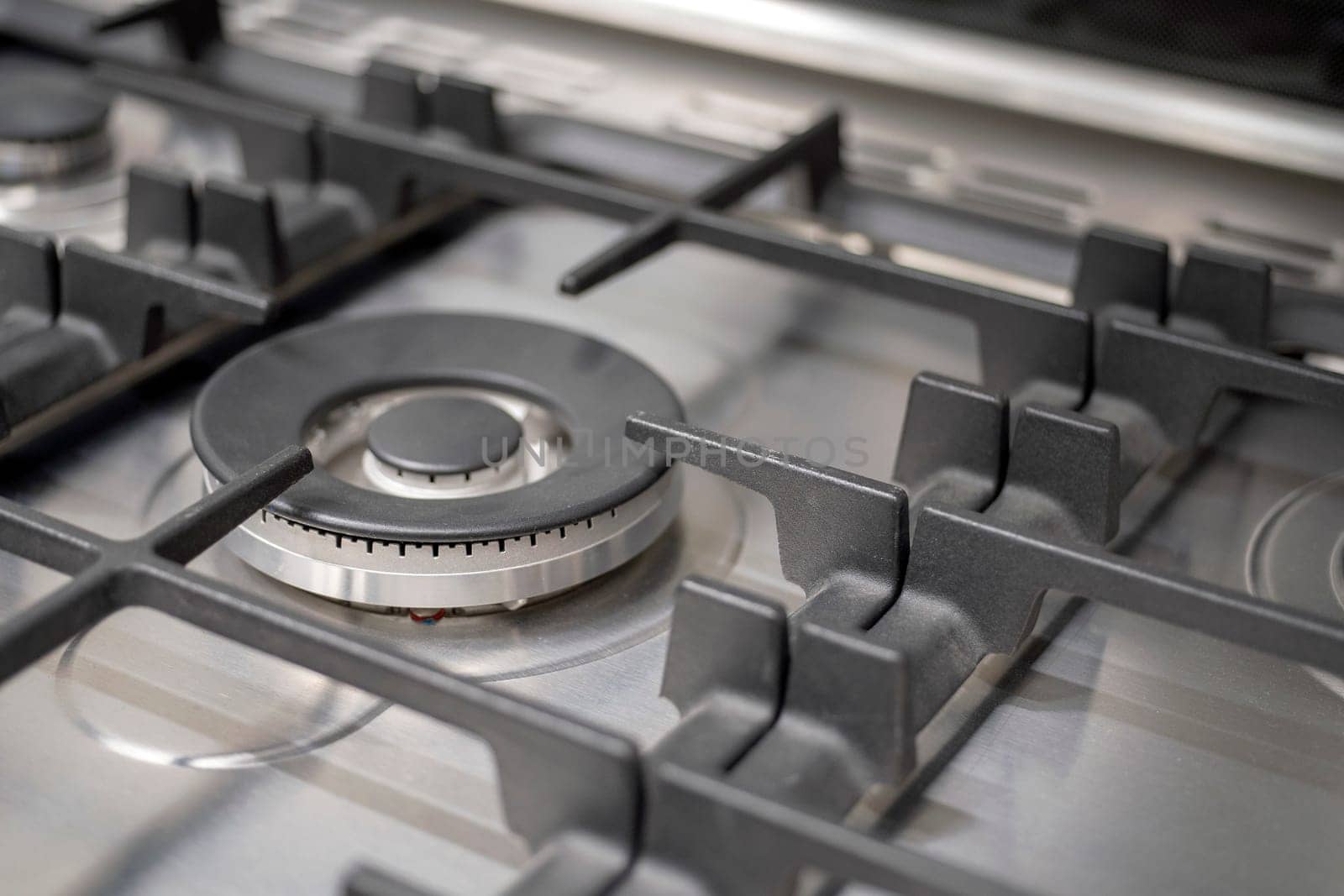 Close up of gas stove kitchen home modern