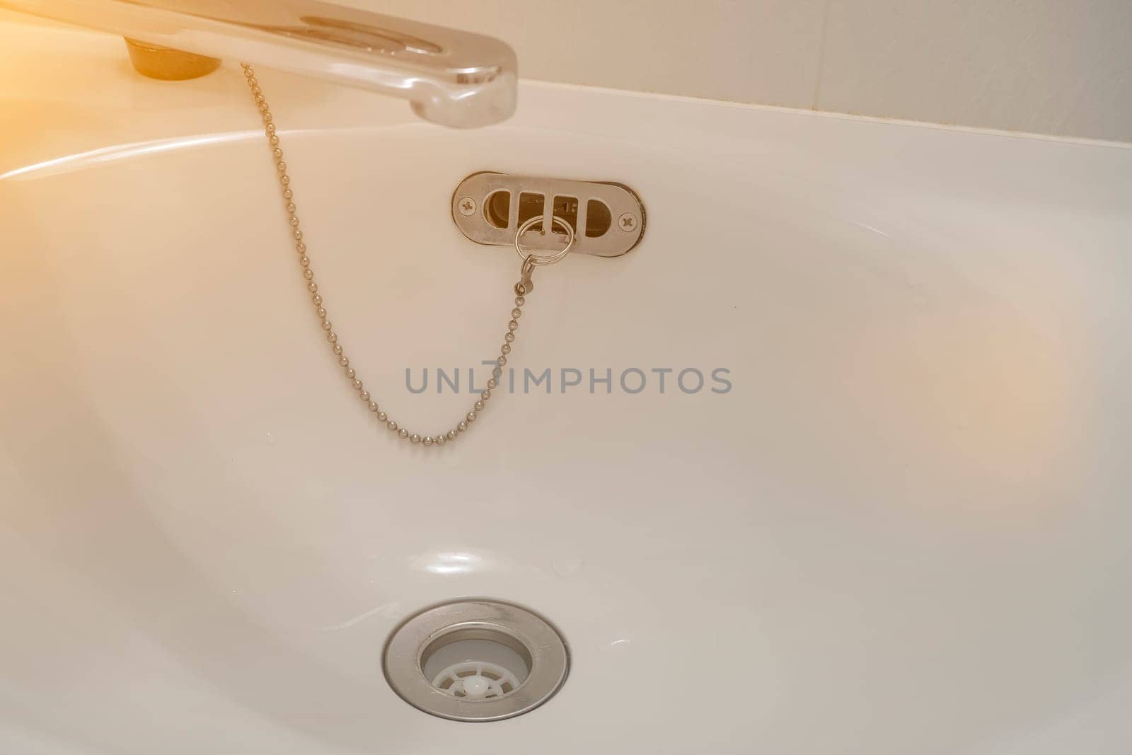 Hygienic wash basin with running clean water from tap faucet