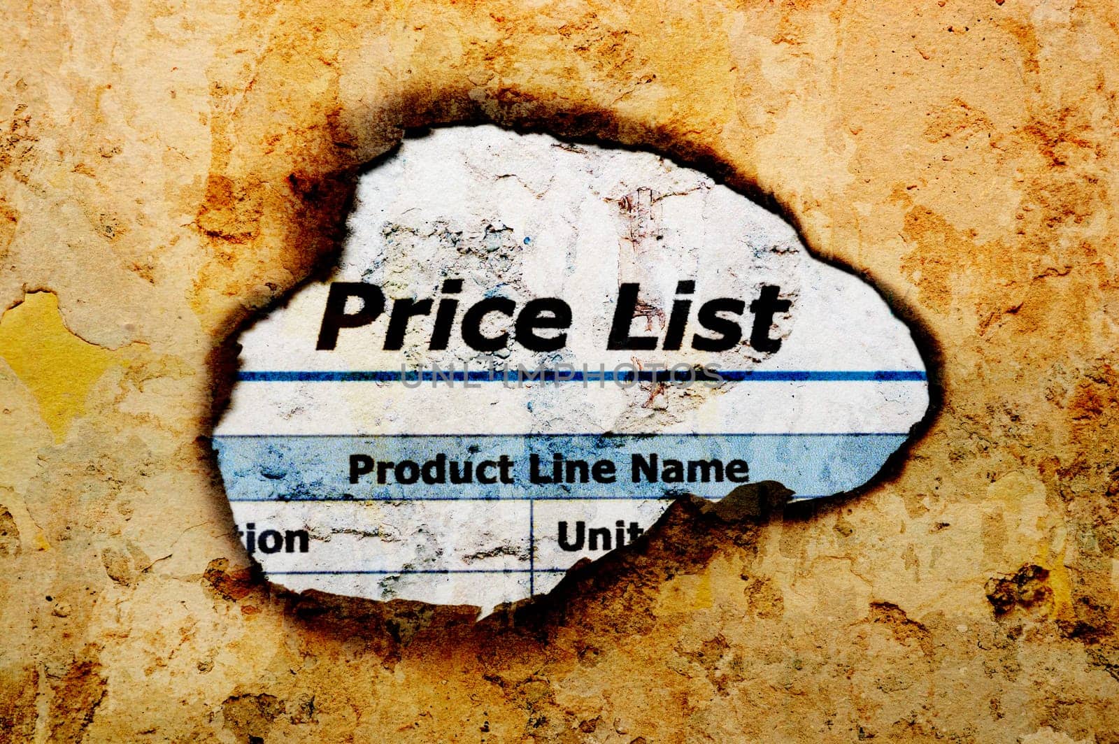 Price list on grunge background