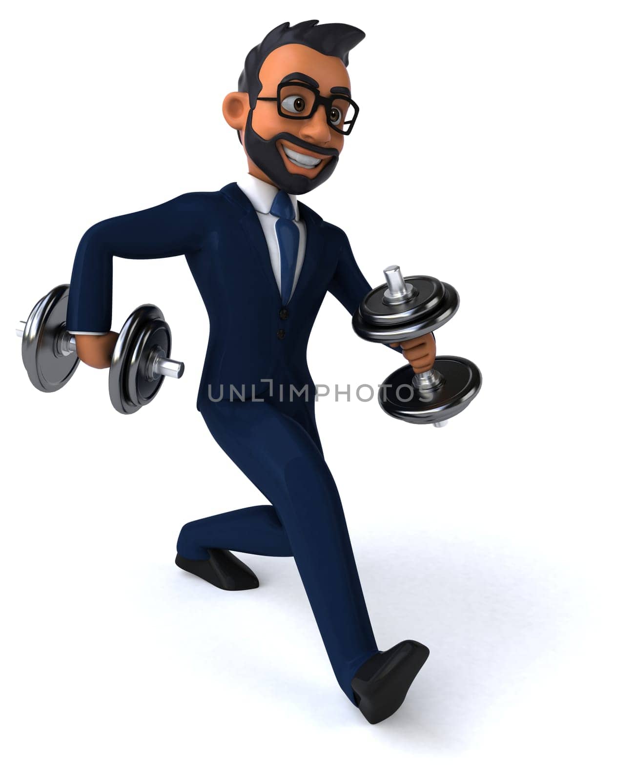 Fun 3D cartoon illustration of an indian businessman