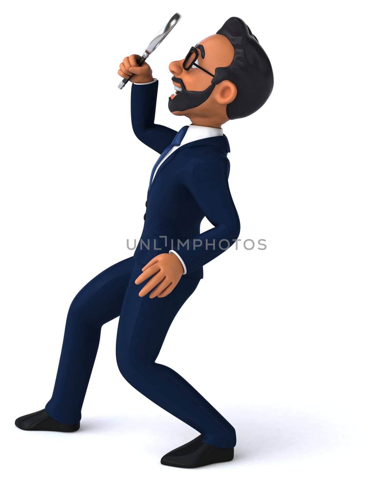 Fun 3D cartoon illustration of an indian businessman
