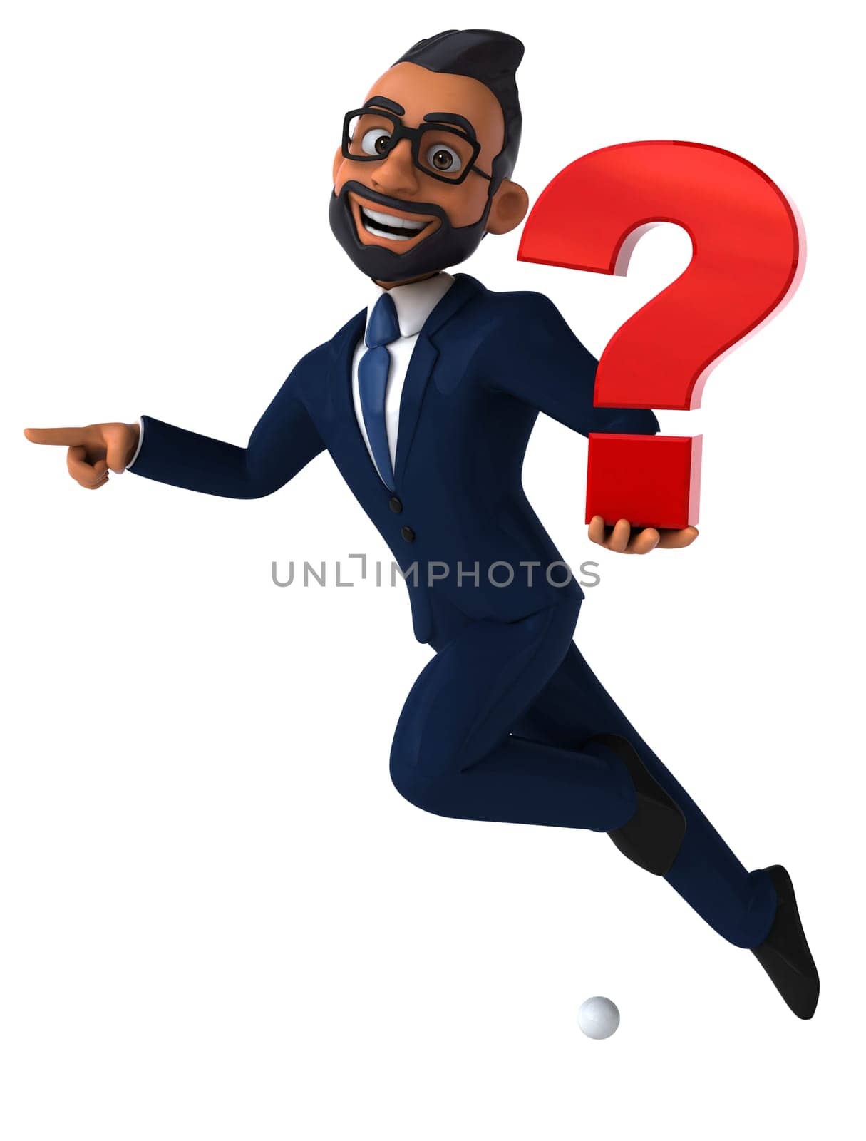 Fun 3D cartoon illustration of an indian businessman