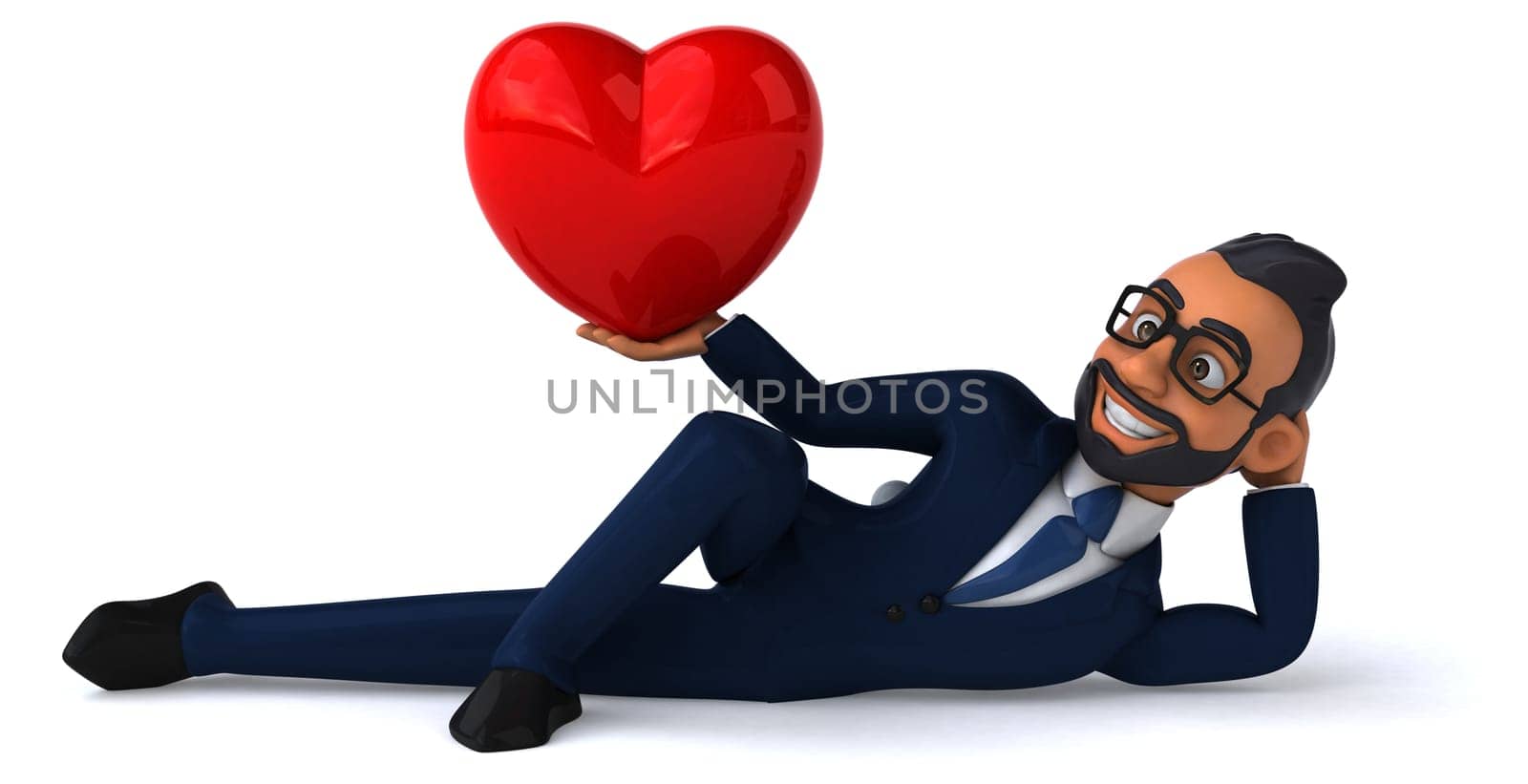 Fun 3D cartoon illustration of an indian businessman