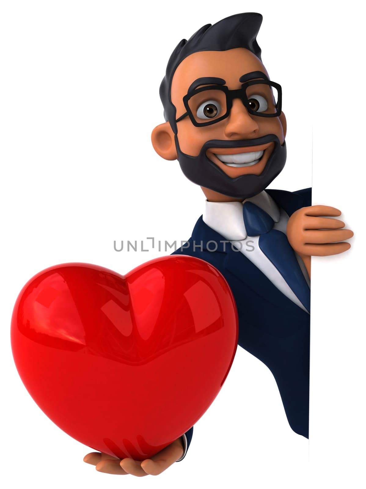 Fun 3D cartoon illustration of an indian businessman