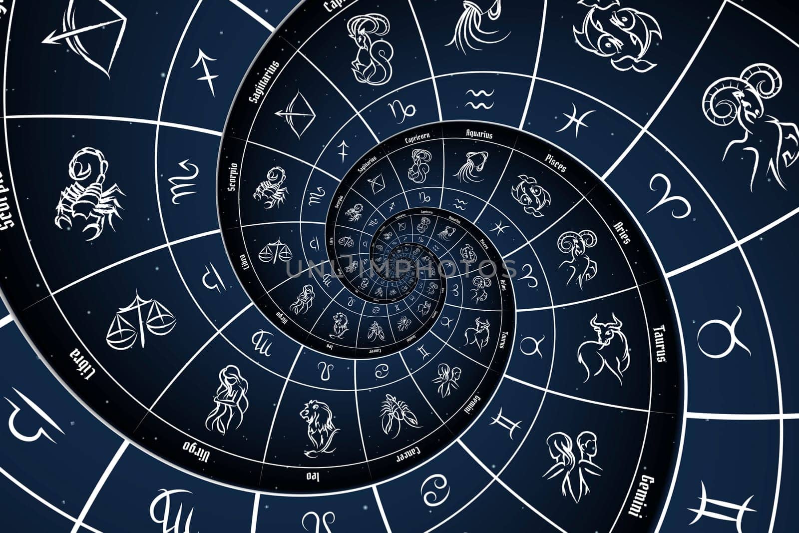 Astrology and alchemy sign background illustration - blue
