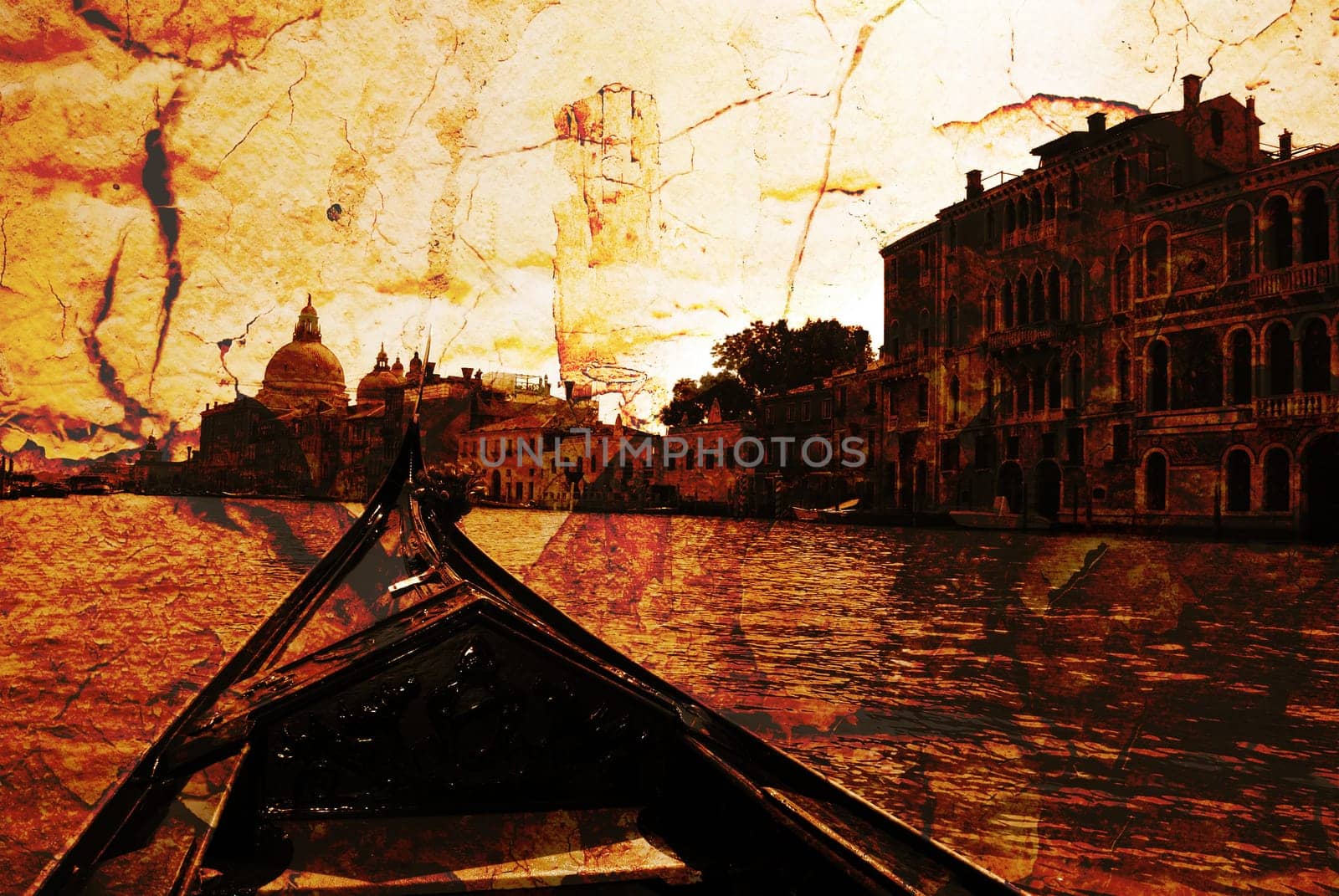A Gondola on the Grand Canal glides toward