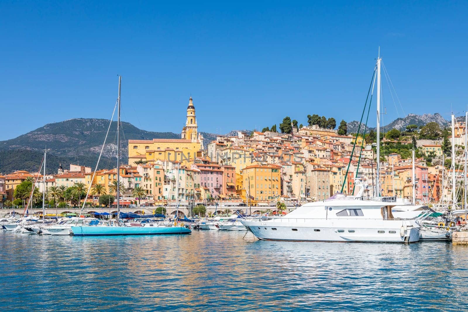 Menton, France - circa August 2021: view of the French Riviera, named the Coast Azur, located in the South of France.