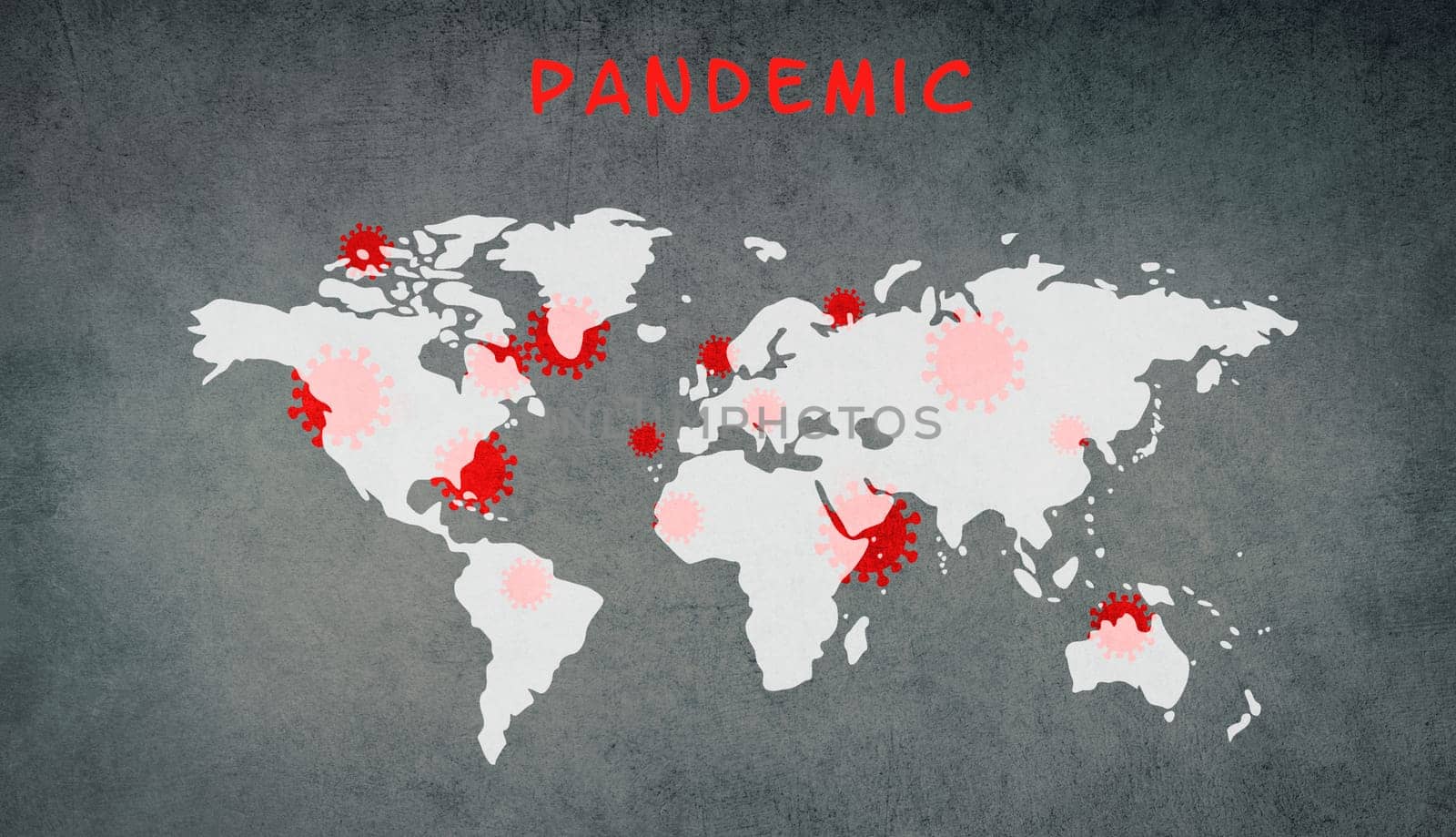 World map, pandemic is standing on the textured background, outbreak of the covid-19 and monkeypox virus, infectious disease spreading