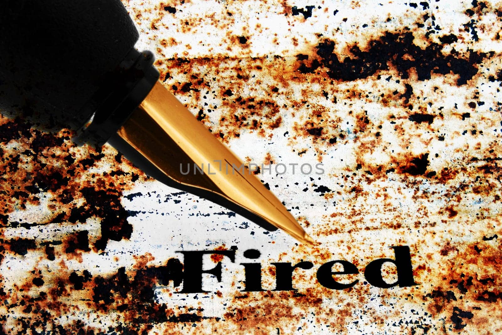 Fountain pen on fired text