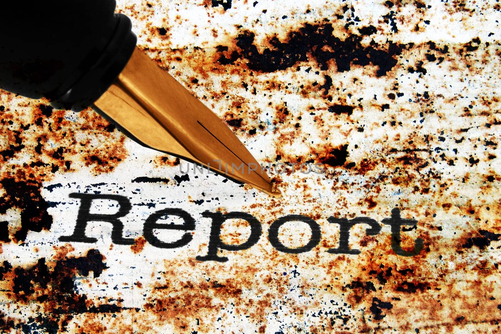 Fountain pen on report