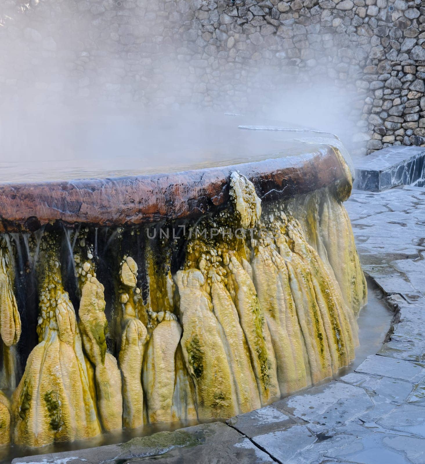 Close up of Hot springs pool at Raksawarin Public Park in Ranong, Southern Thailand