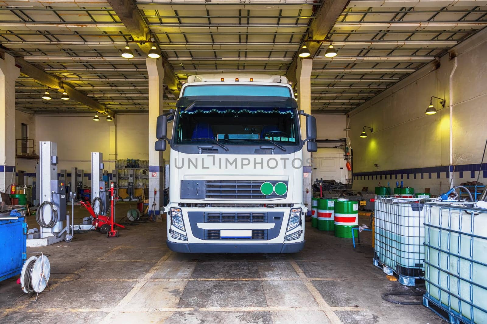 Truck or lorry repair shop service garage interior