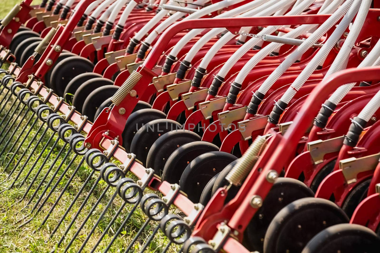 Hay rake farm machinery equipment in agricultural or farmland industry