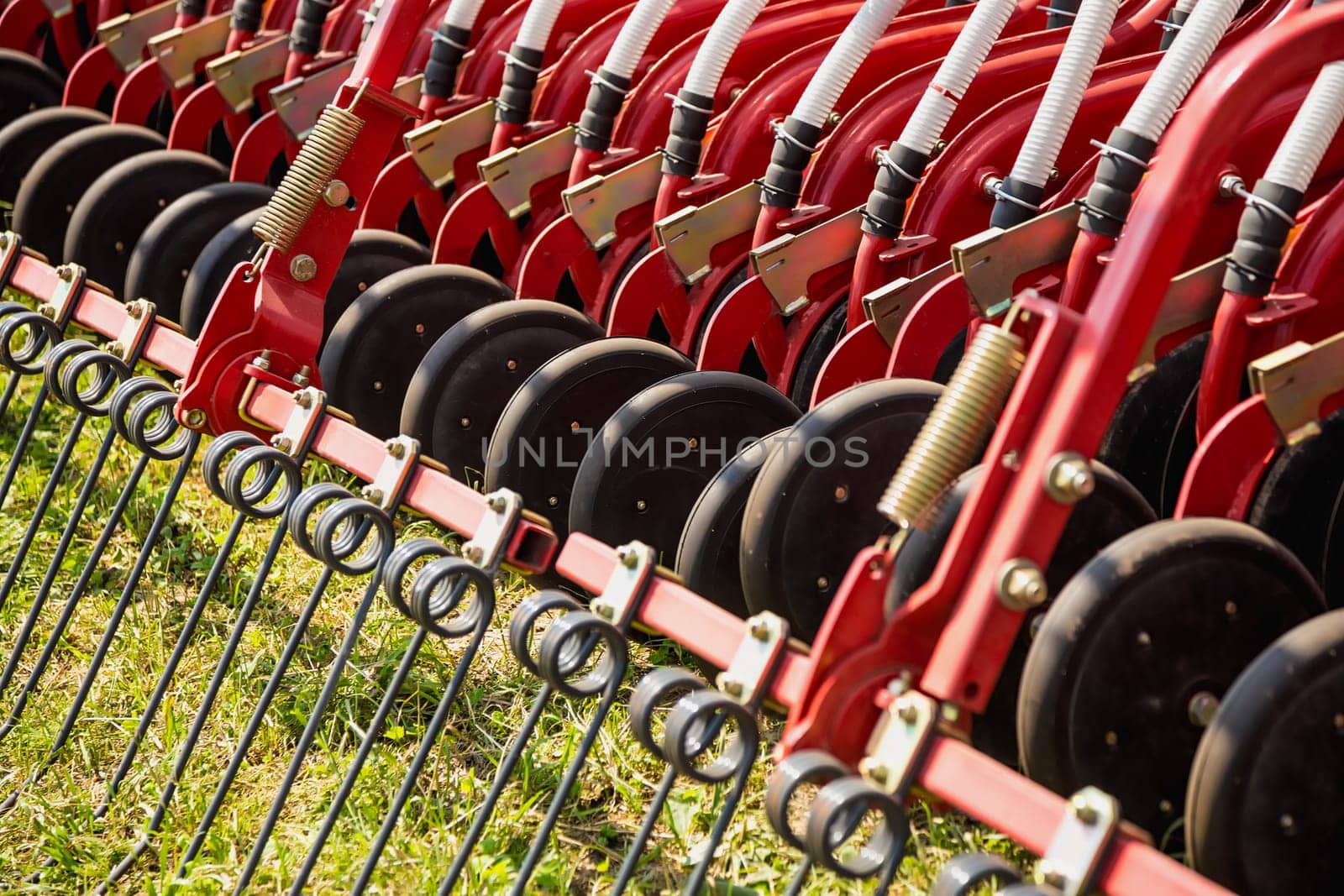 Hay rake farm machinery equipment in agricultural or farmland industry