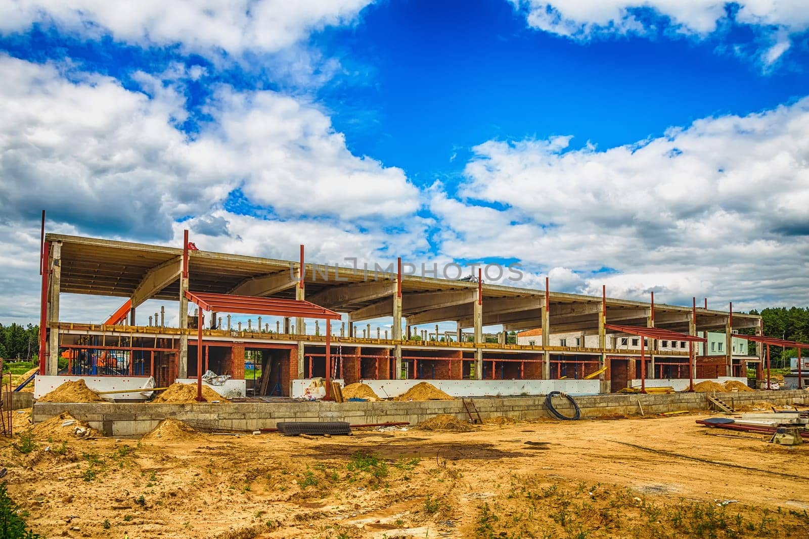 Building under construction on the building site. Processed by hdr effect filter
