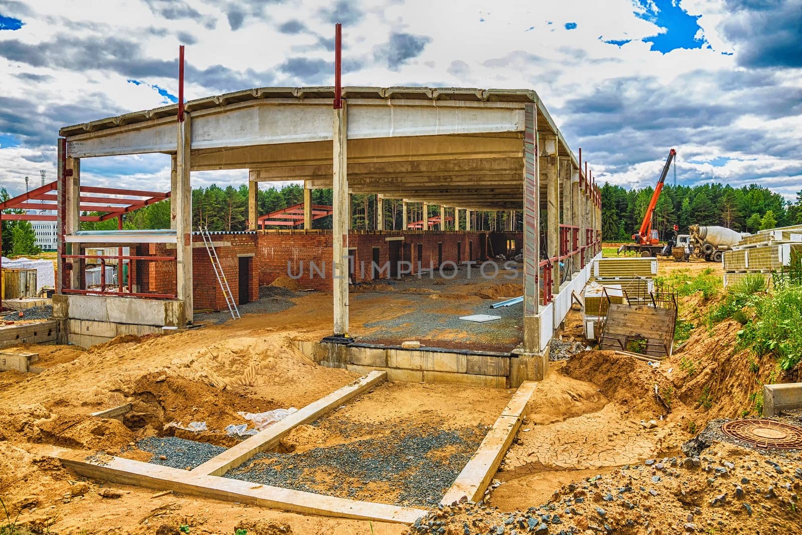 Building under construction on the building site. Processed by hdr effect filter