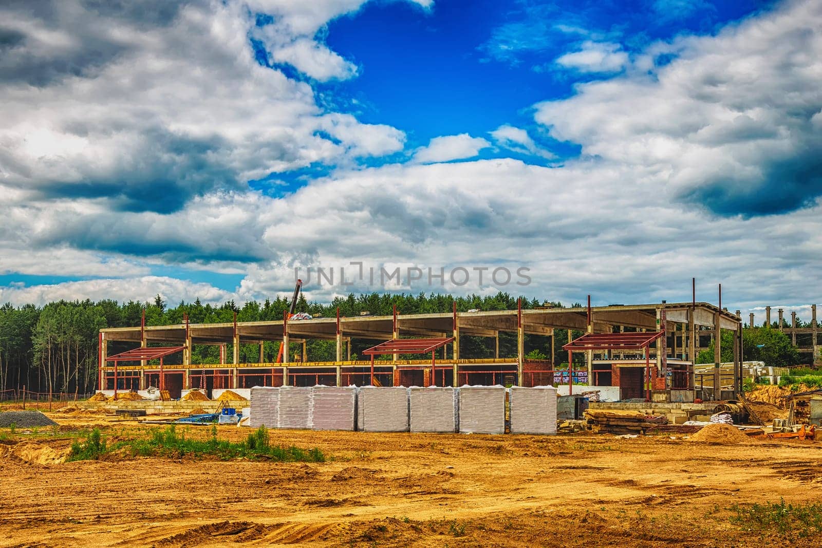 Building under construction on the building site. Processed by hdr effect filter