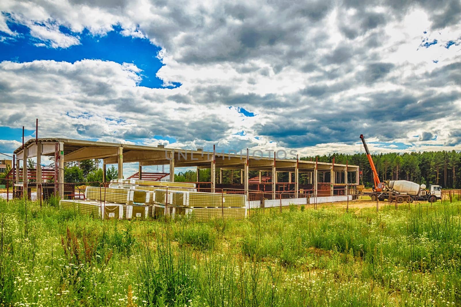 Building under construction on the building site. Processed by hdr effect filter
