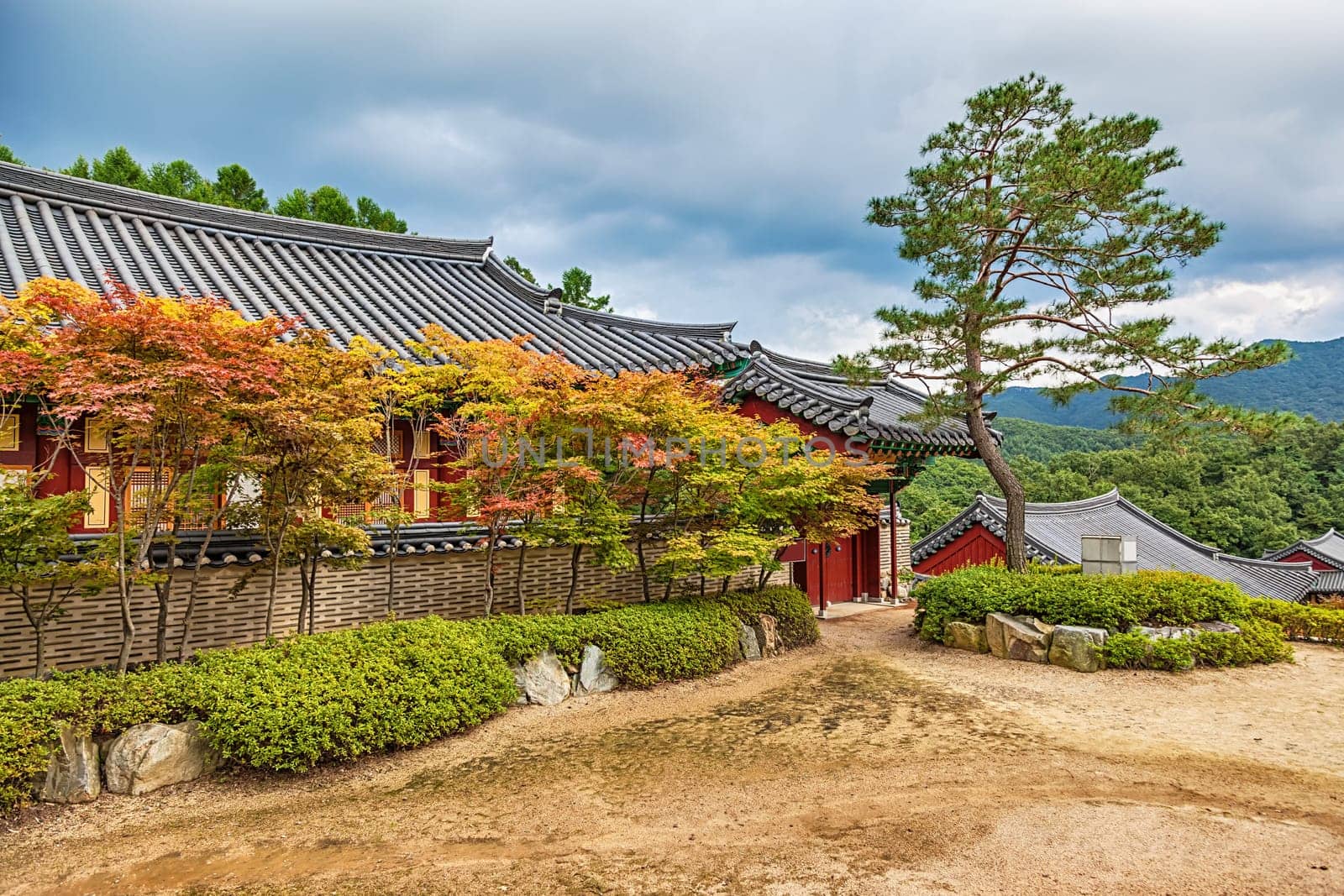 Traditional korean architecture old building or monks temple in South Korea at autumn