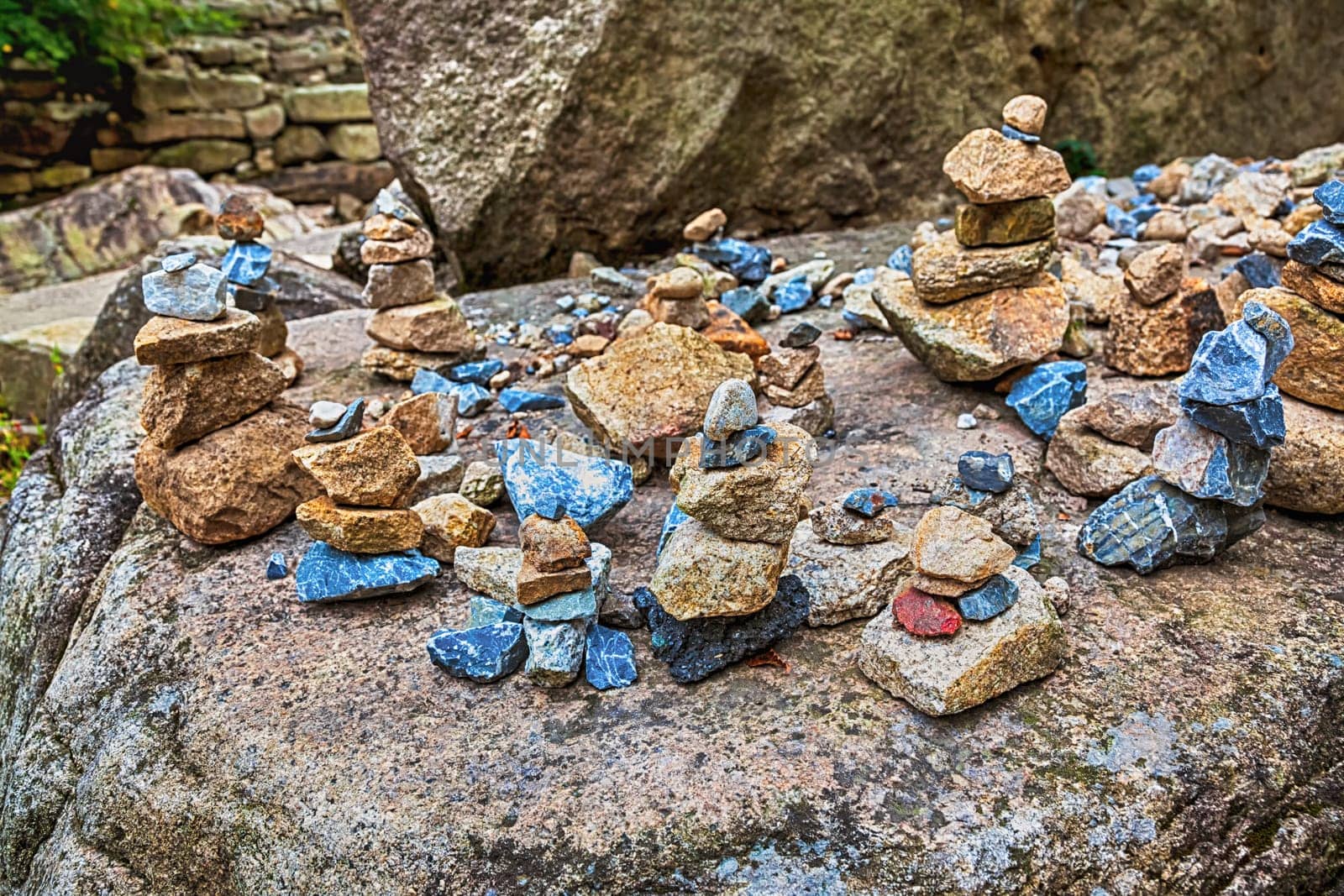 Religious statuettes construction or built from stones in South Korea