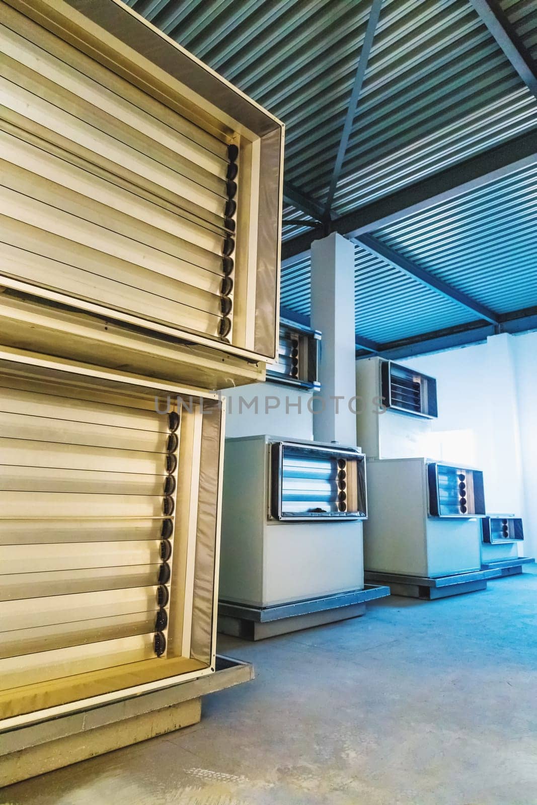Air conditioning room interior with equipment on pharmaceutical industry manufacture or chemical plant