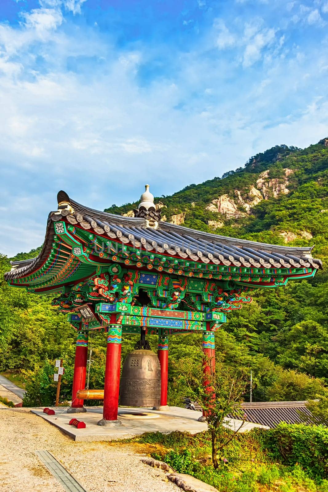 Monastery buddhist monk bell in pavilion in South Korea
