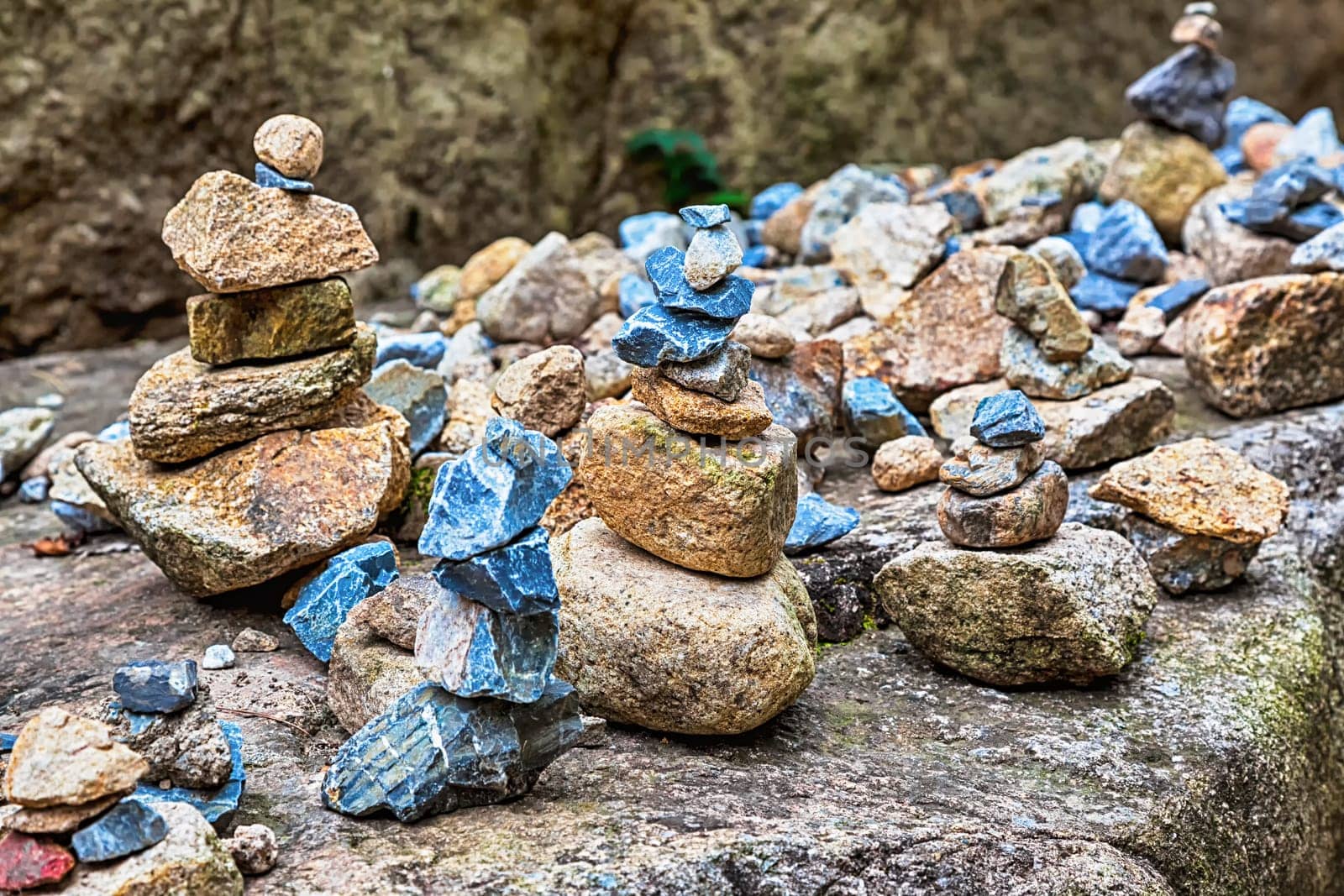 Religious statuettes construction or built from stones in South Korea