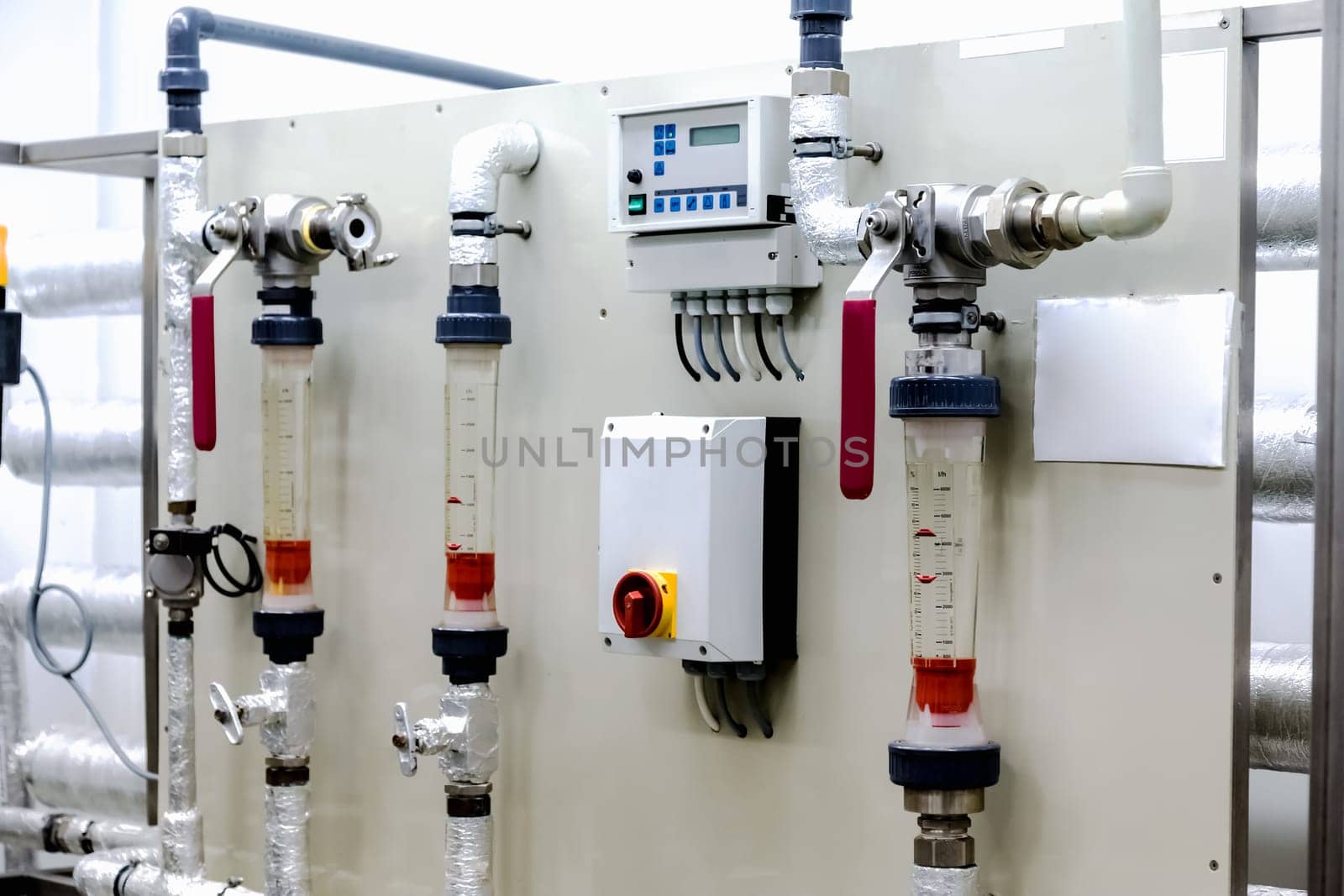 Control panel equipment on water conditioning or distillation room on pharmaceutical industry or chemical plant