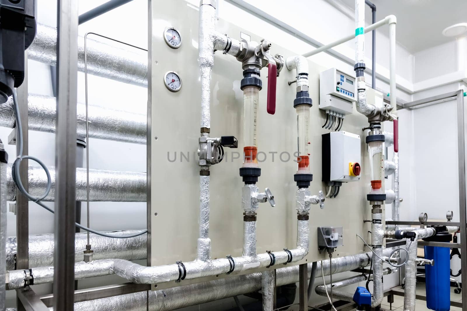 Control panel equipment on water conditioning or distillation room on pharmaceutical industry or chemical plant