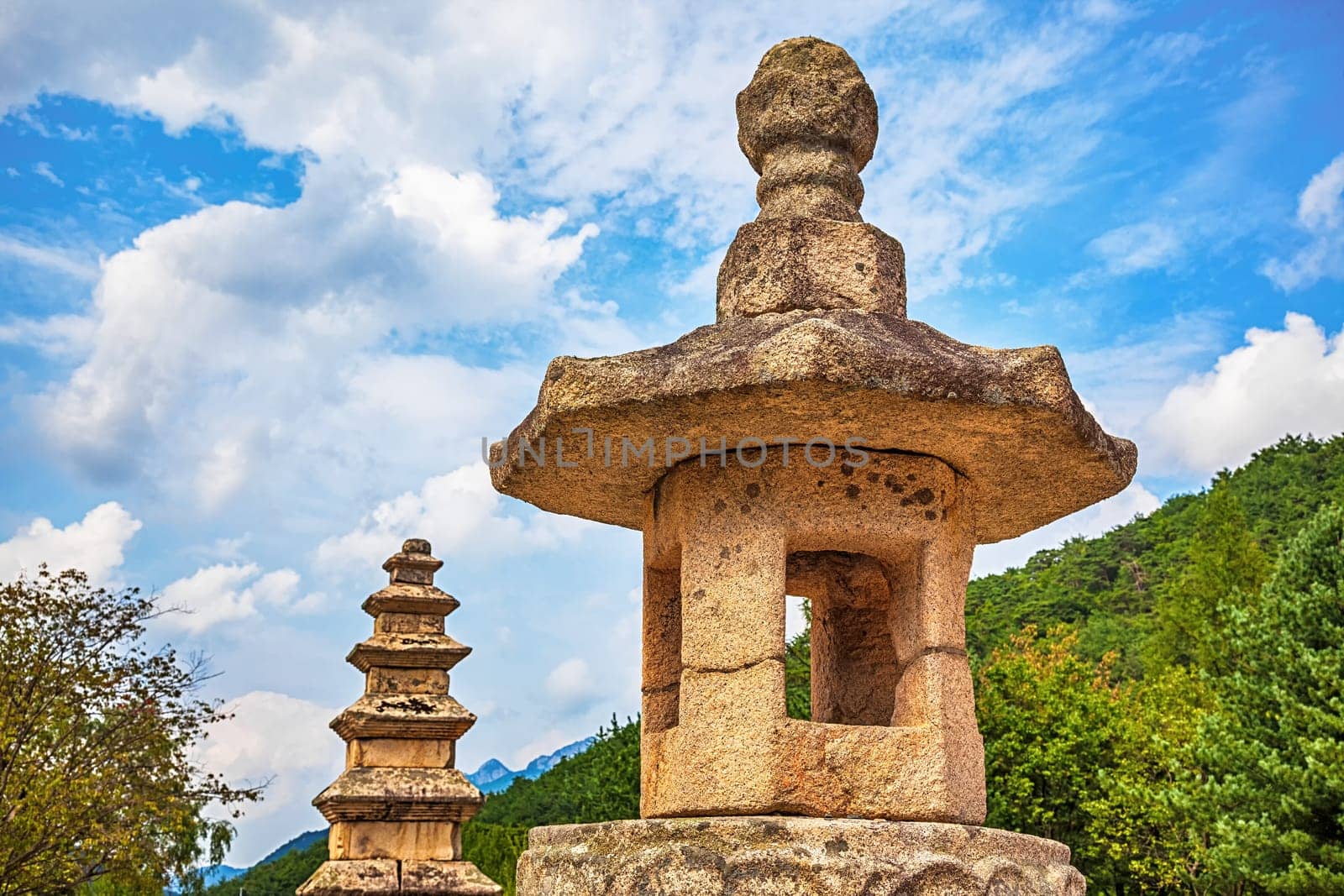 Stone religious old monument landmark in South Korea