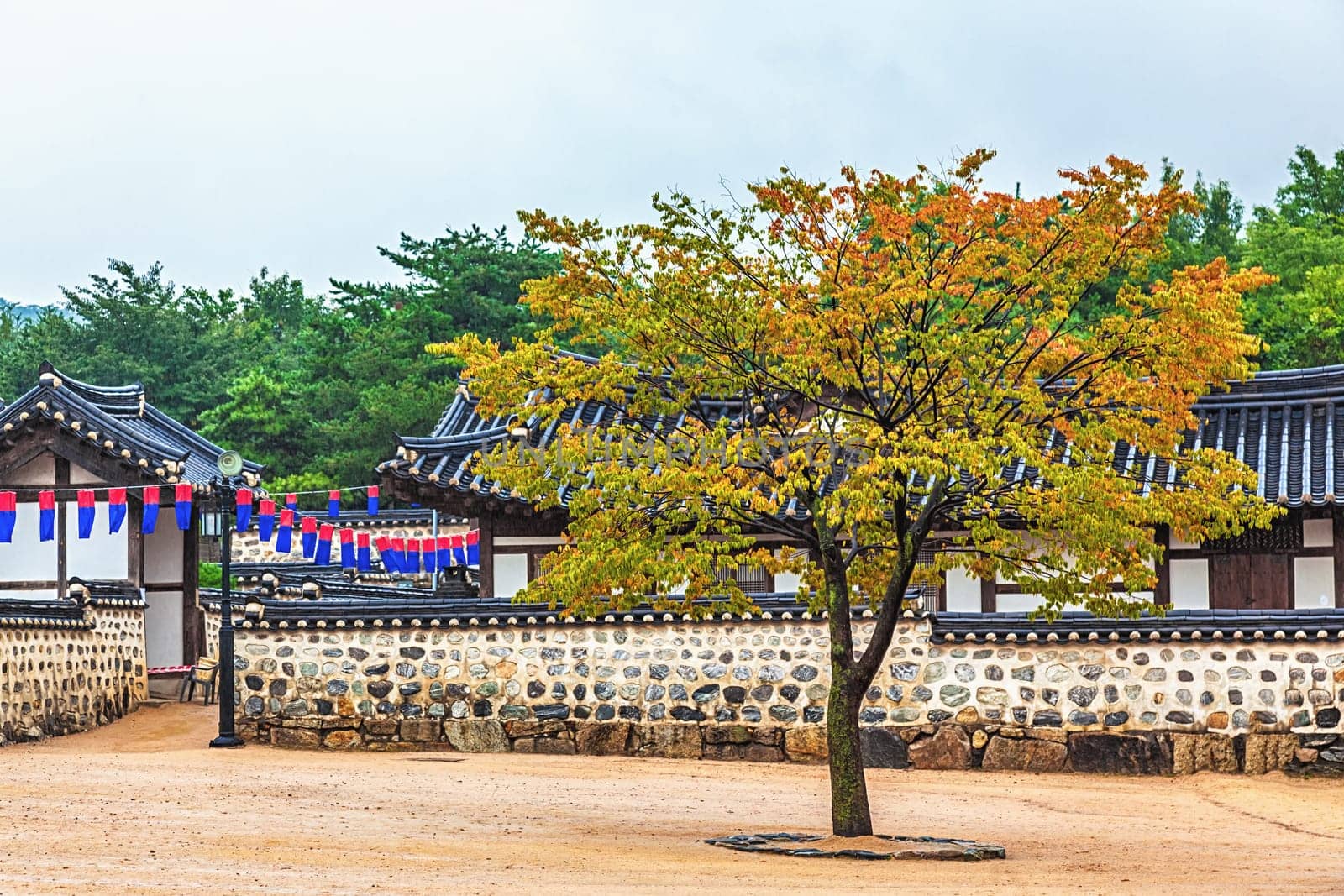 Traditional korean village with old architecture and houses at autumn in South Korea