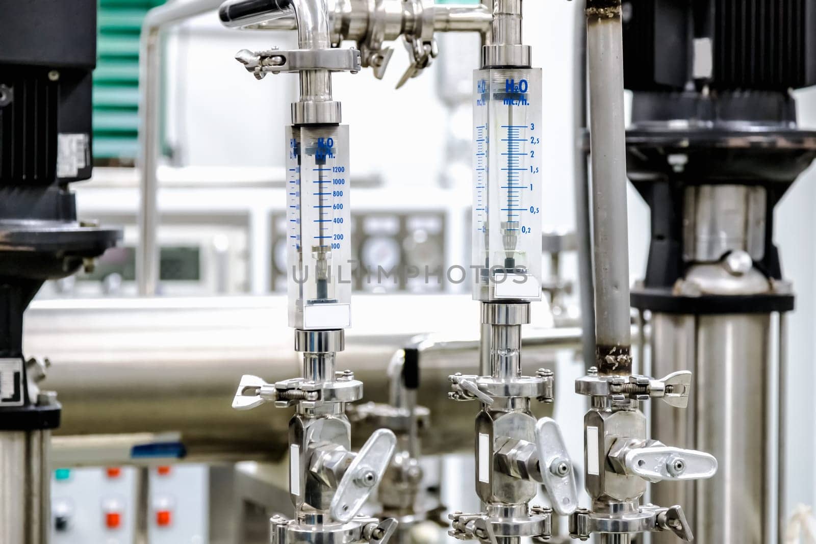 Measure equipment, pipe and pump on pharmaceutical industry or chemical plant
