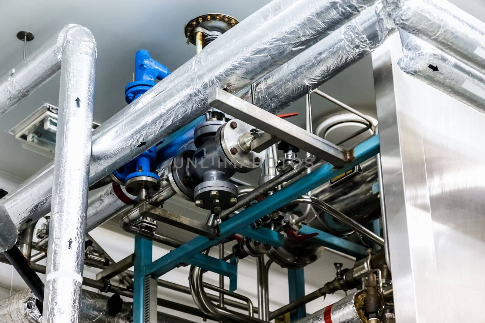 Pipes and water pump on pharmaceutical industry or chemical plant