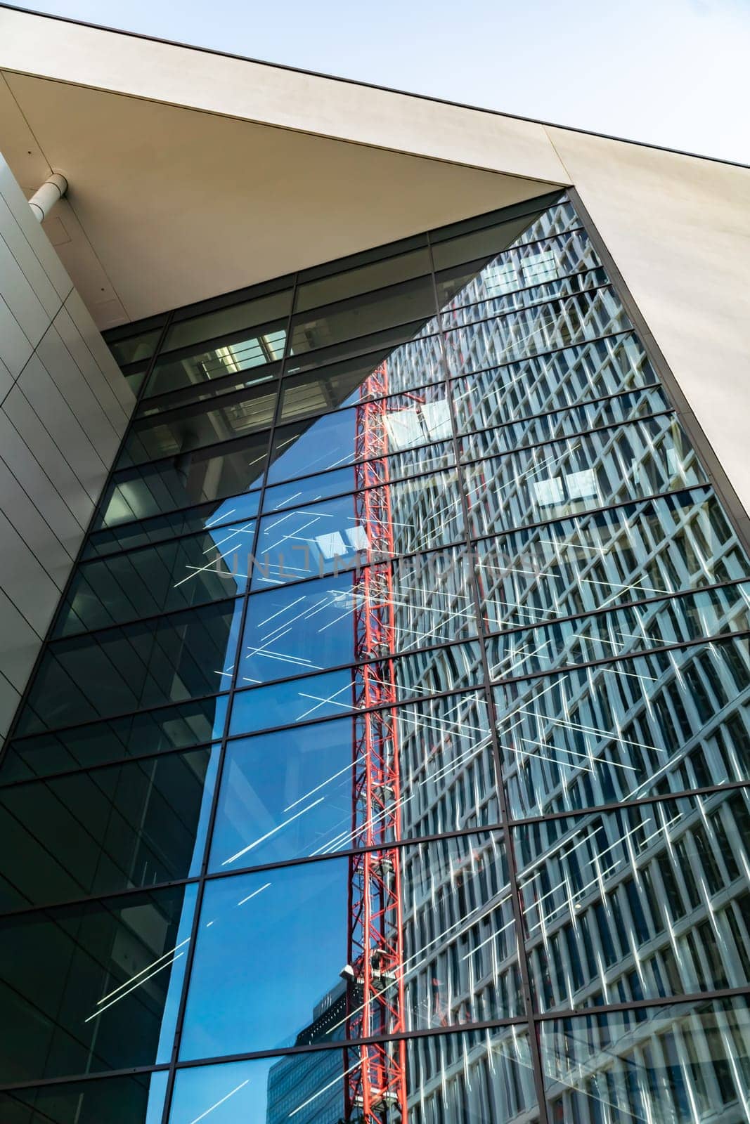 Modern architecture from skycraper in Frankfurt Hesse on a sunny day