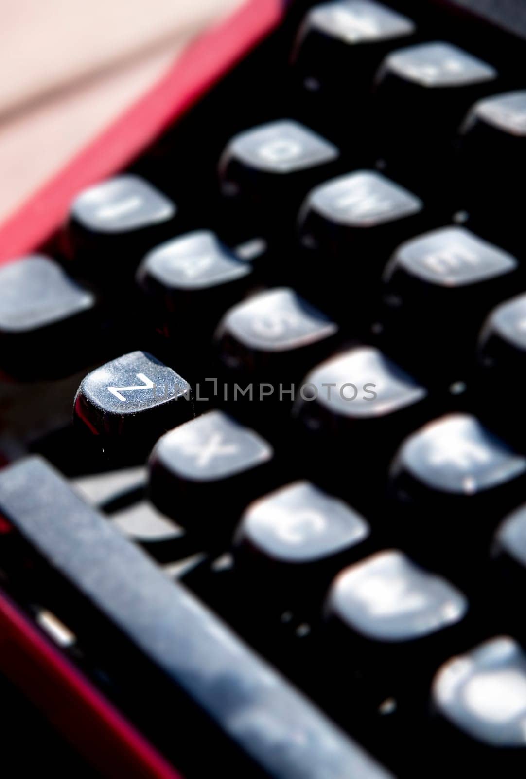 1970s dusty typewriter. Selective focus on key Z