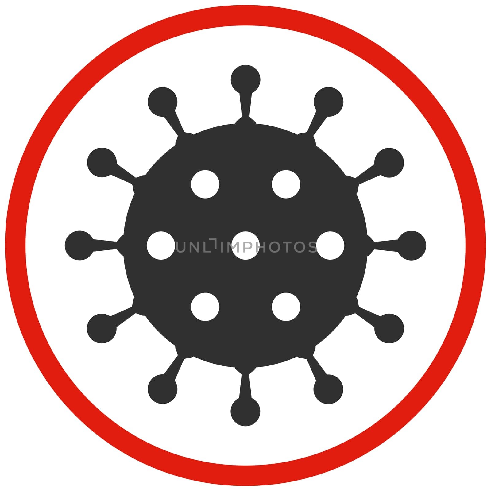 Coronavirus Symbol in red Circle - Illustration Covid-19