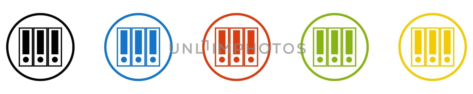 Folder Icon - Set of 5 Buttons: Data Storage