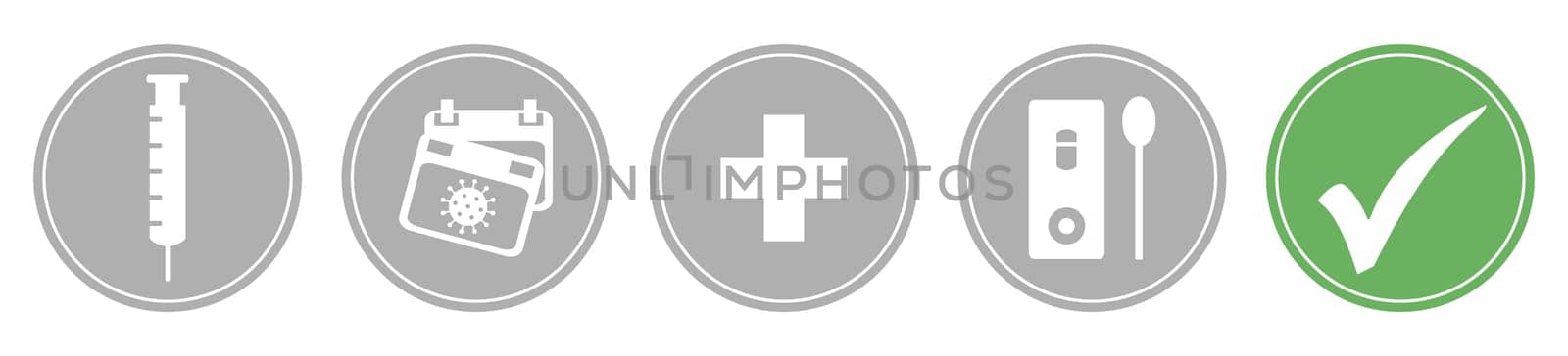 Buttons Banner grey green: 2G Plus - Vaccinated, Recovered plus Rapid Test