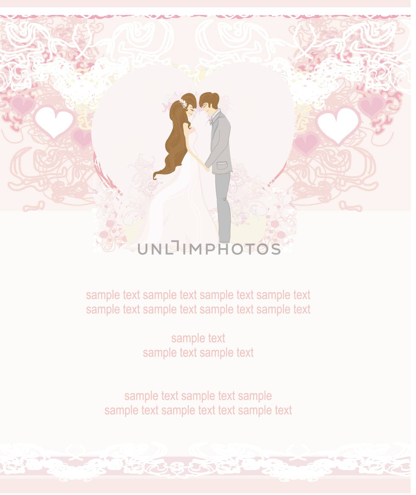 elegant wedding invitation with wedding couple
