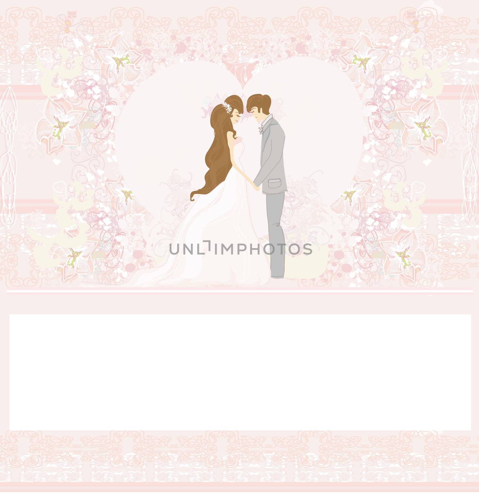 elegant wedding invitation with wedding couple
