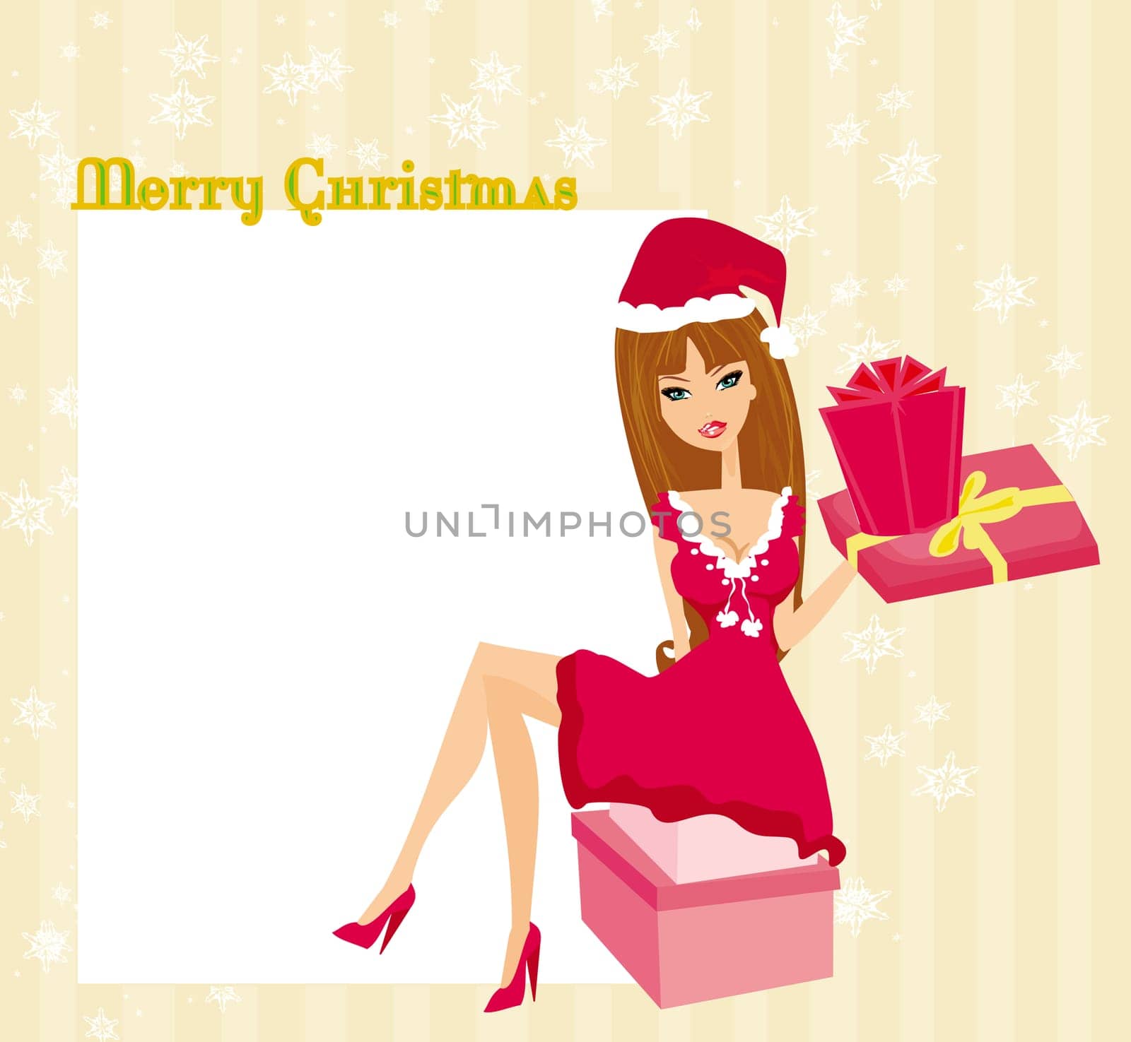 beautiful pin-up girl in Christmas inspired costume