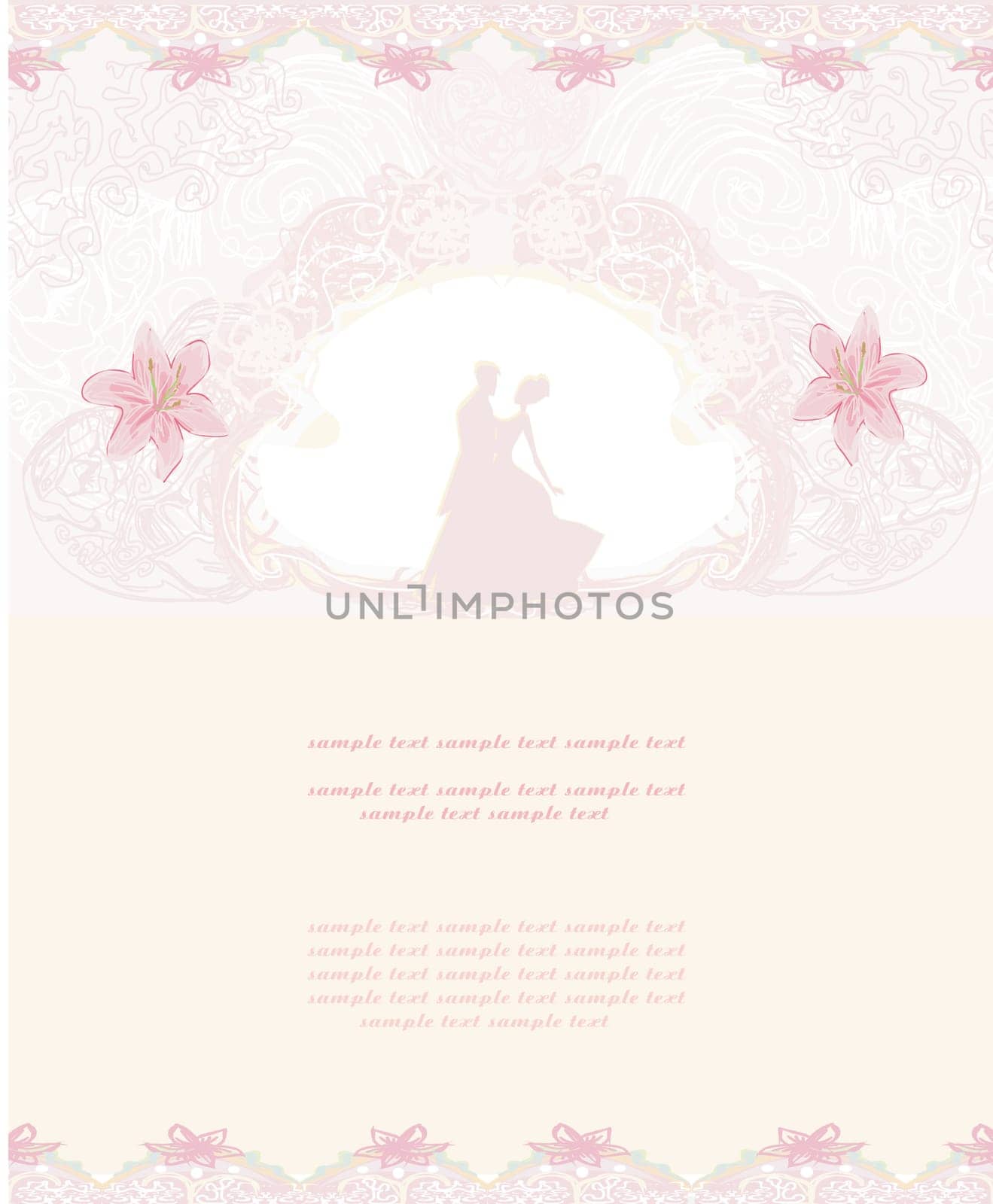 elegant wedding invitation with wedding couple