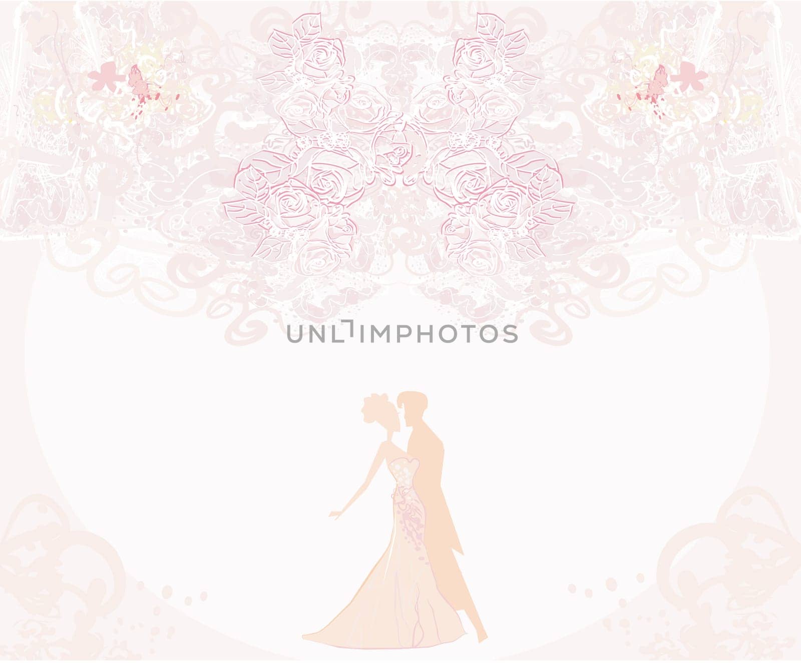 elegant wedding invitation with wedding couple