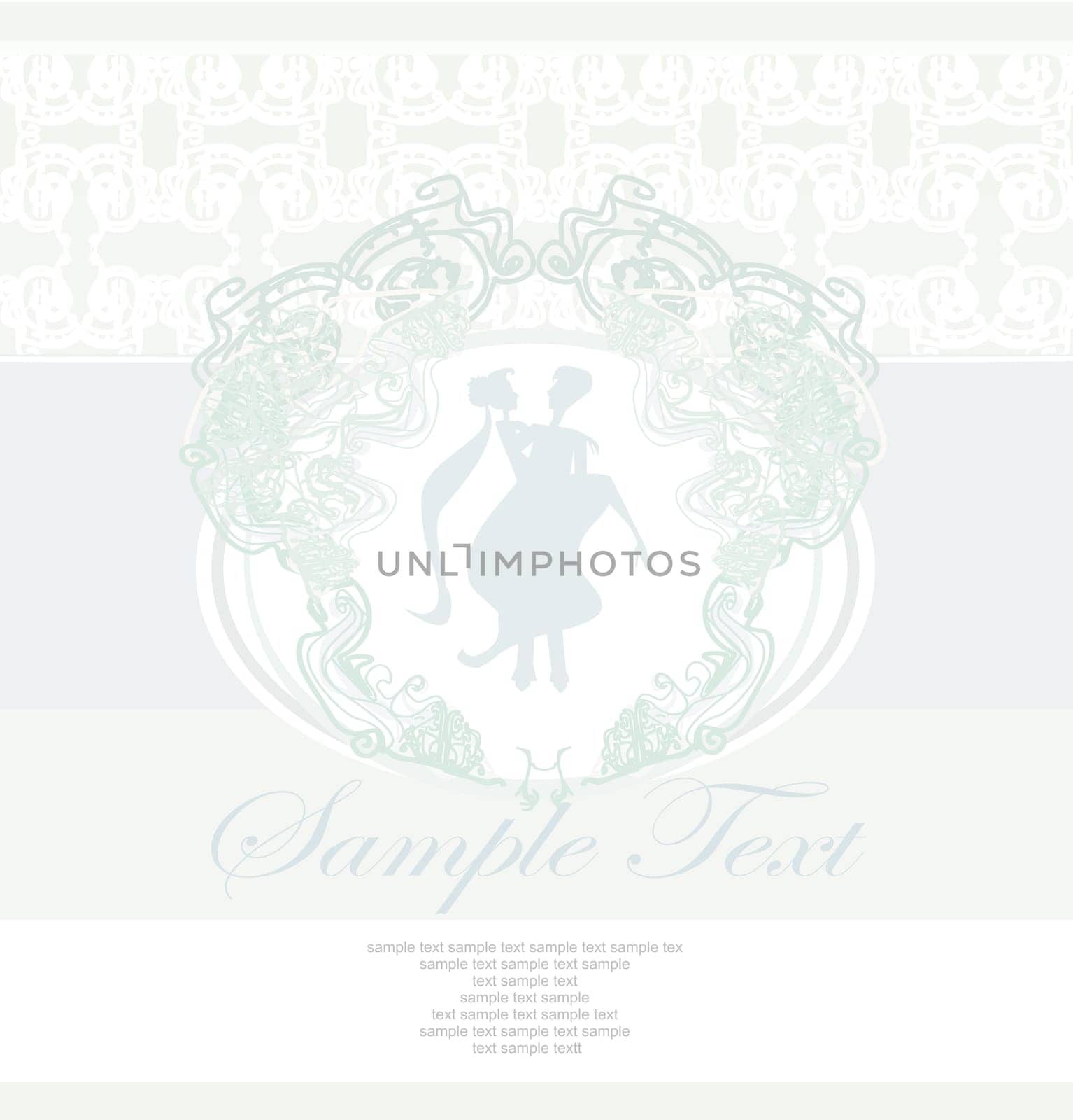 elegant wedding invitation with wedding couple