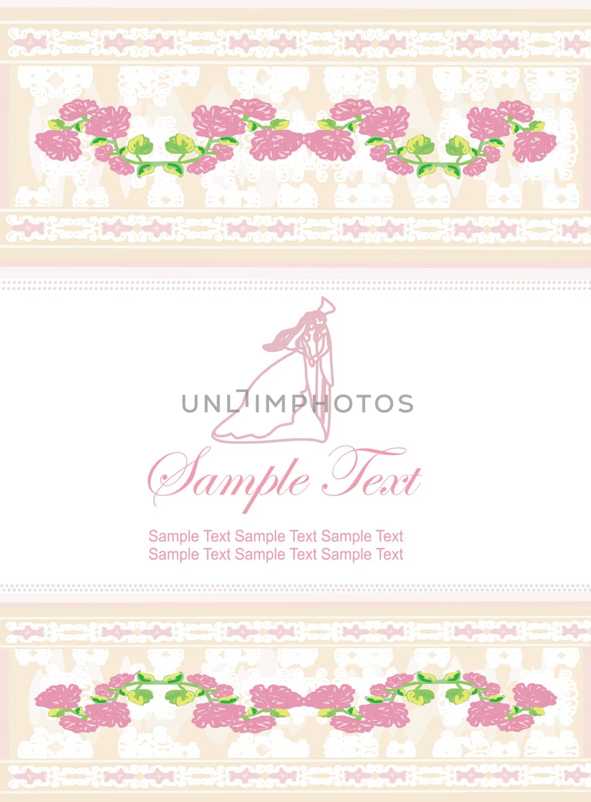 elegant wedding invitation with wedding couple